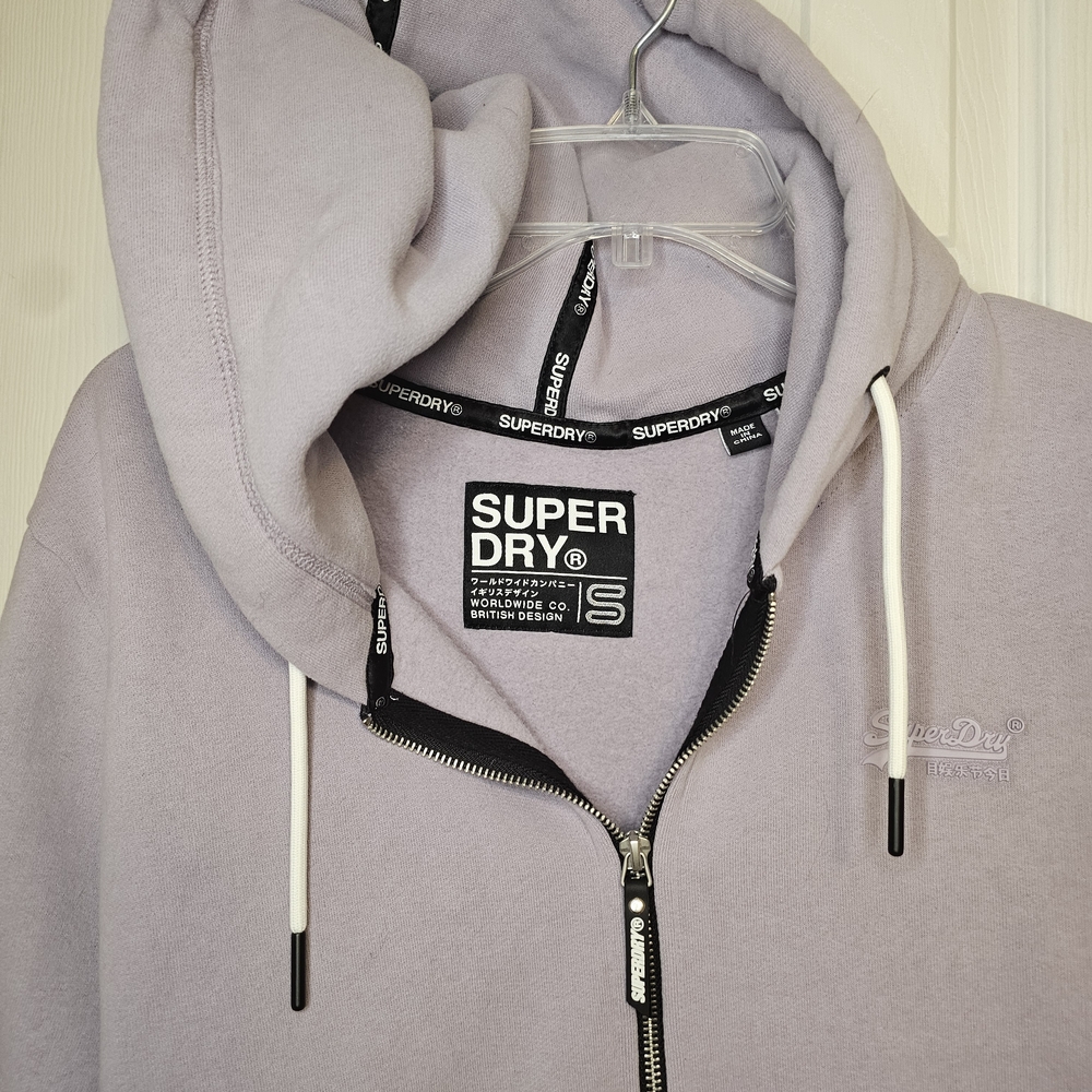 Superdry Purple/Heather Hoodie. Sturdy, substantial, Unisex Great condition.